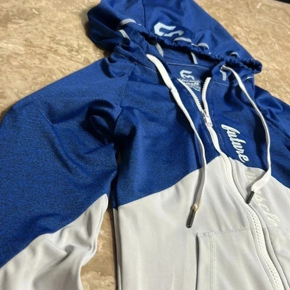 Y2K,vtg, NEW!!hoodie with zipper, women XS,Colorblock,blue,grey,gym,members,80’s - Picture 9 of 15